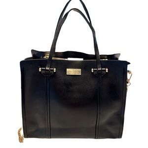 Kate Spade Arbour Hill Small Elodie Tote Purse Black Leather, Gold Accents